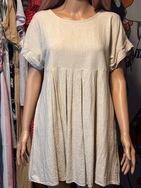 Umgee Beige Linen Blend Dress